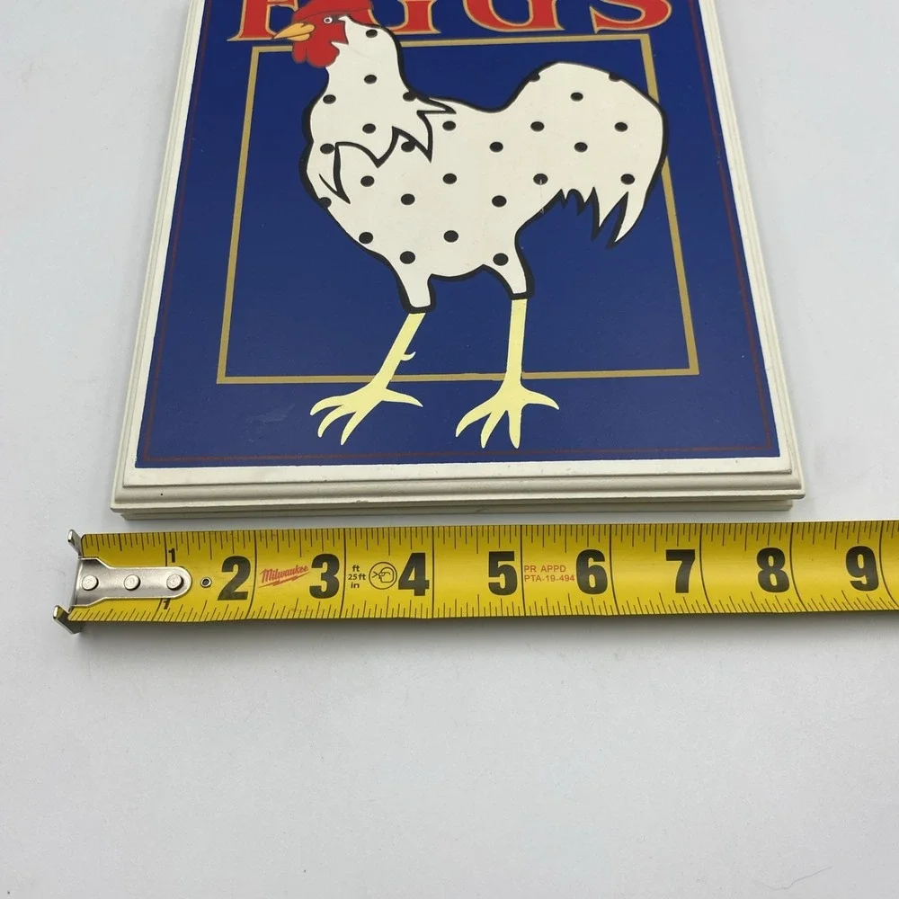 Vintage Pair of Wood Rooster Chicken Farm Eggs Wall Decor Signs‎ Colorful Rustic